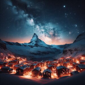 Pemandangan malam di Matterhorn