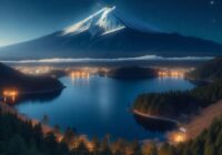 Pemandangan malam Mount Fuji